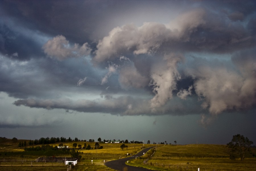 Storm clouds and rain over farmland in New South Wales